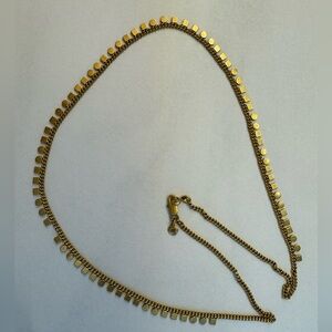 Madewell Gold toned 31’ necklace with squares and circle tags